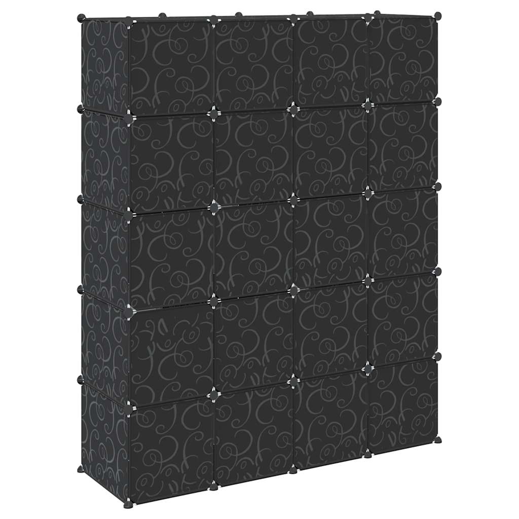 Rayonnage composé de 20 cubes et de tringles de suspension en PP