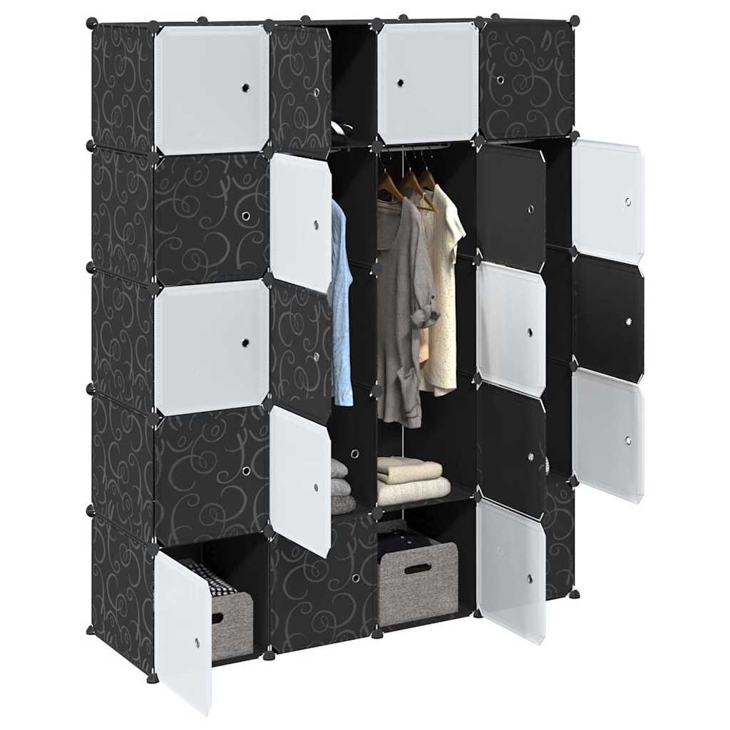 Rayonnage composé de 20 cubes et de tringles de suspension en PP