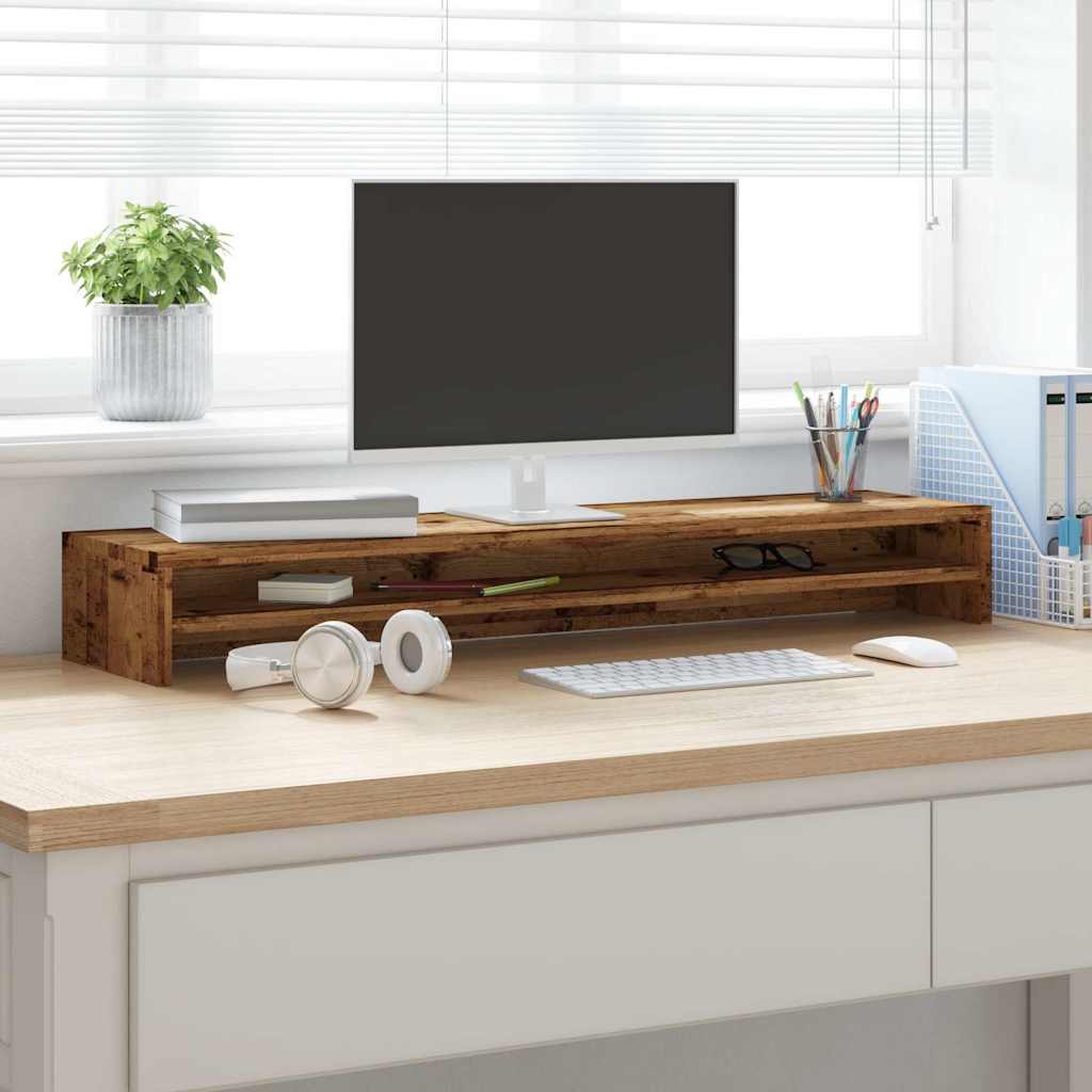 Monitor Stand Reclaimed Wood Look 100x24x13 cm Engineered Wood