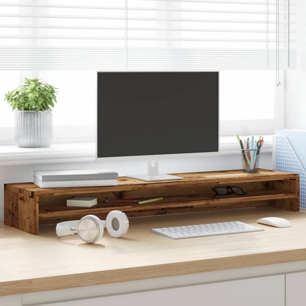 Monitor Stand Reclaimed Wood Look 100x24x13 cm Engineered Wood