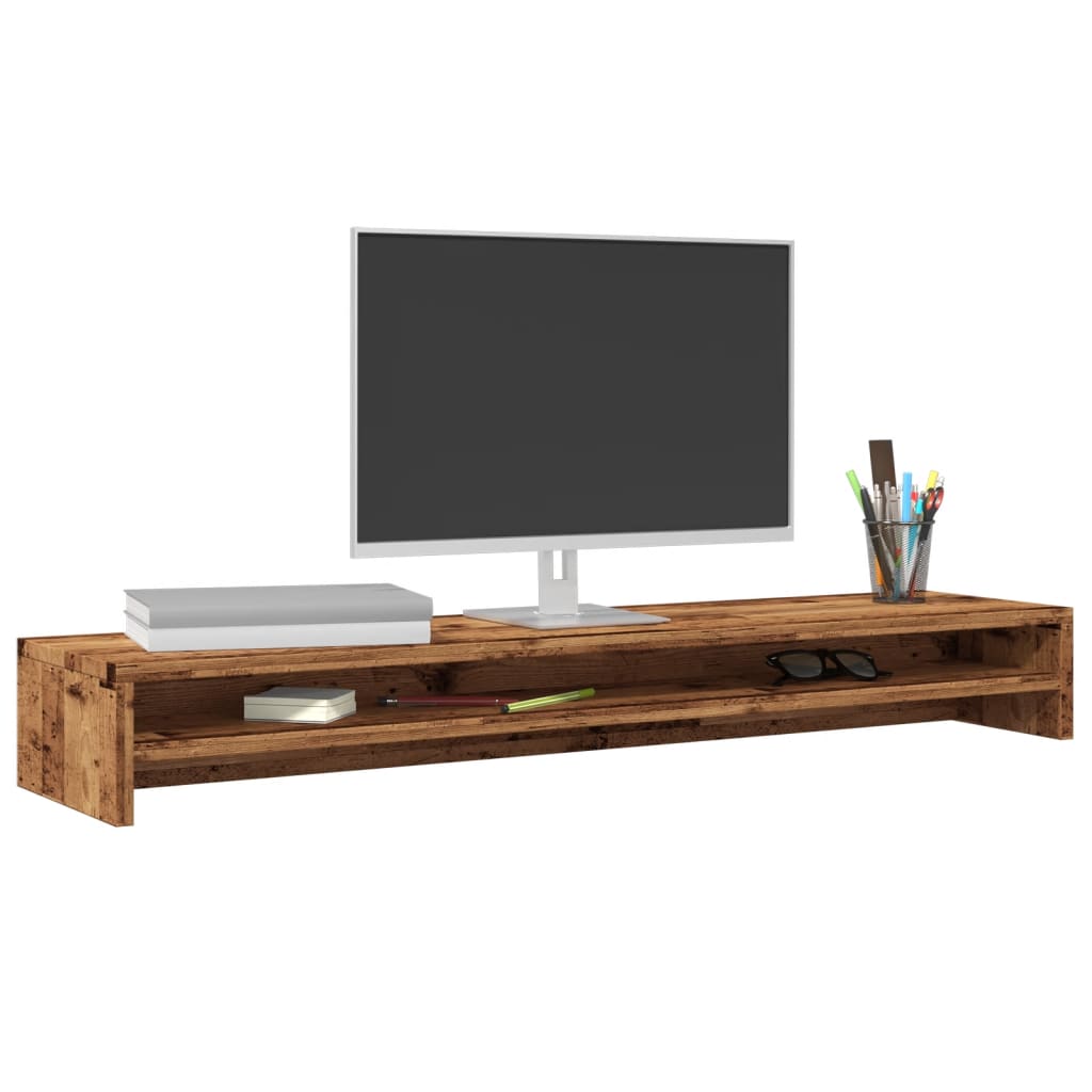 Monitor Stand Reclaimed Wood Look 100x24x13 cm Engineered Wood