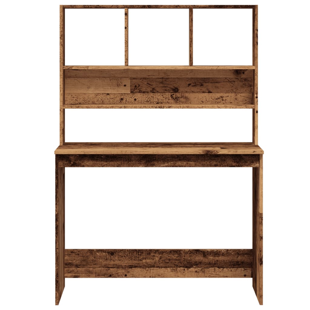 Desk with Shelf, Reclaimed Wood Look, 102x45x148cm, Wood Material