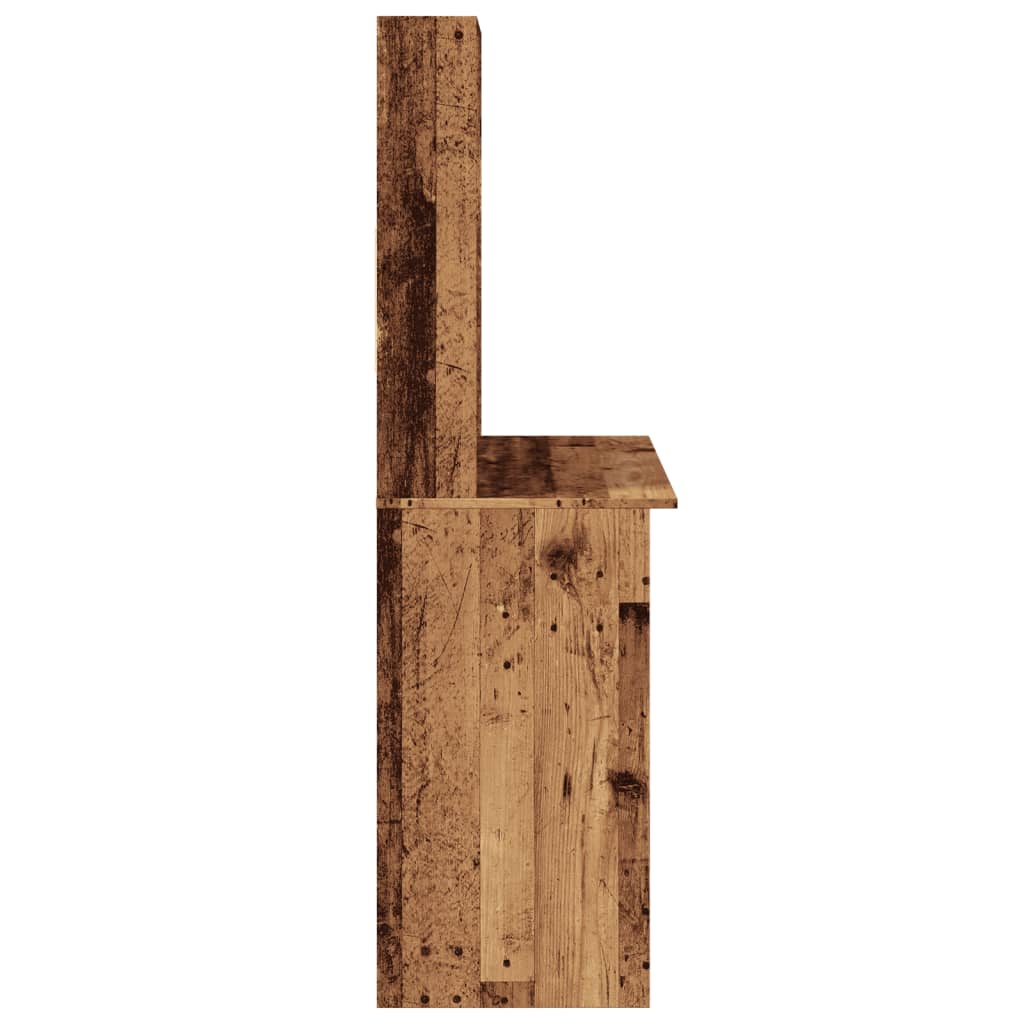 Desk with Shelf, Reclaimed Wood Look, 102x45x148cm, Wood Material