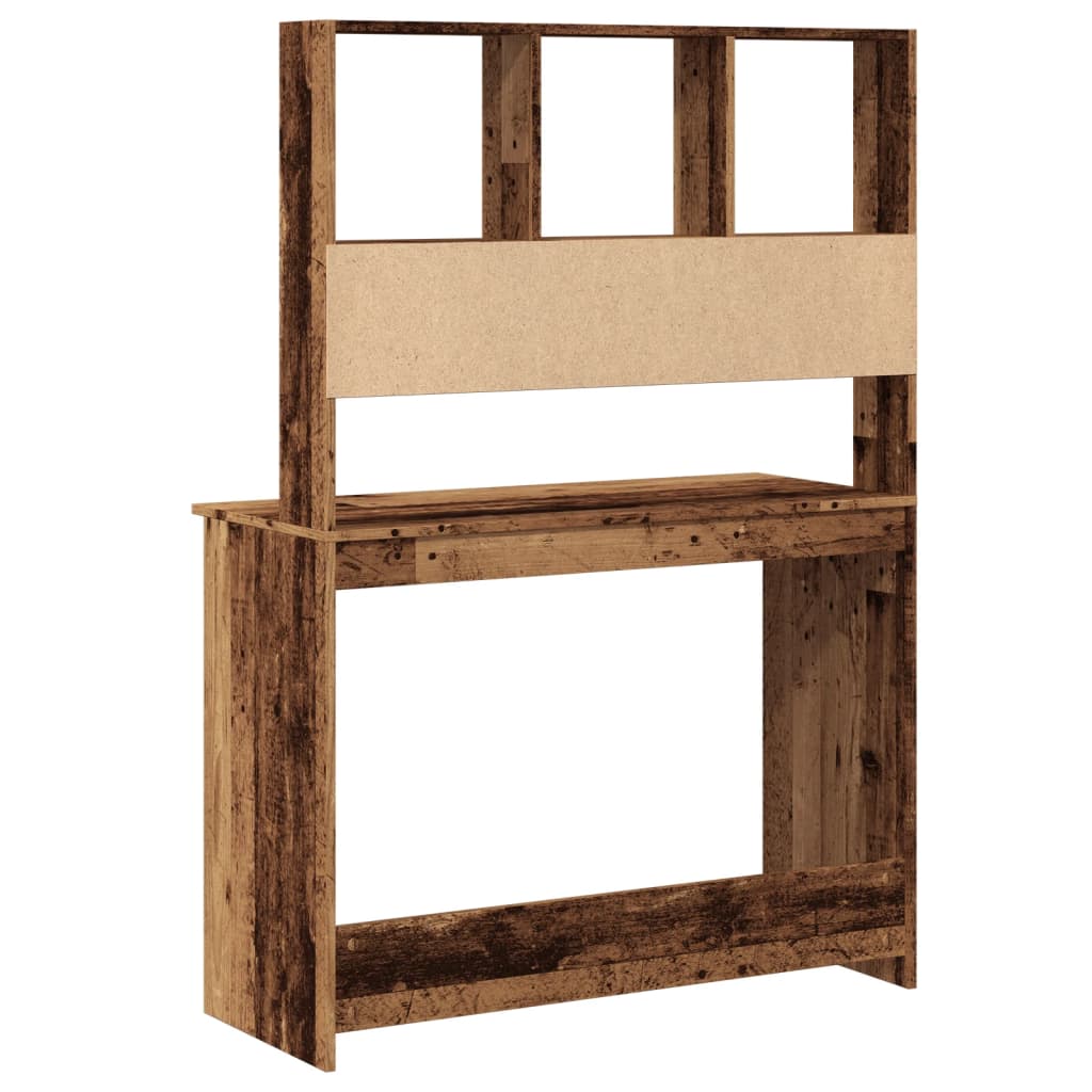 Desk with Shelf, Reclaimed Wood Look, 102x45x148cm, Wood Material