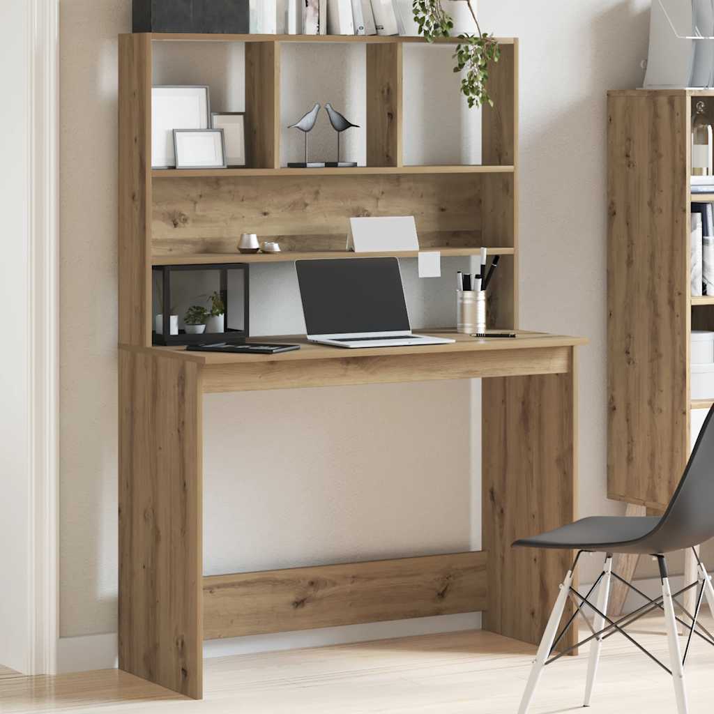 Desk with Shelf Artisan Oak 102x45x148cm Wood-based Material