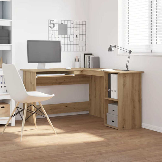 Bureau d'angle chêne Artisan 120x140x75 cm panneau de particules