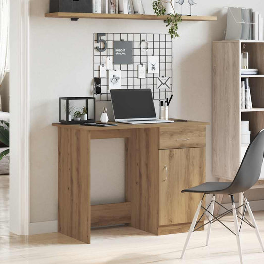 Bureau chêne Artisan 100x50x76 cm bois d'ingénierie