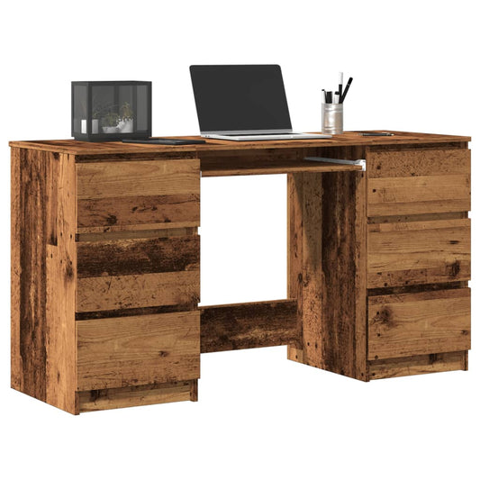 Bureau aspect vieux bois 140x50x77 cm panneau de particules