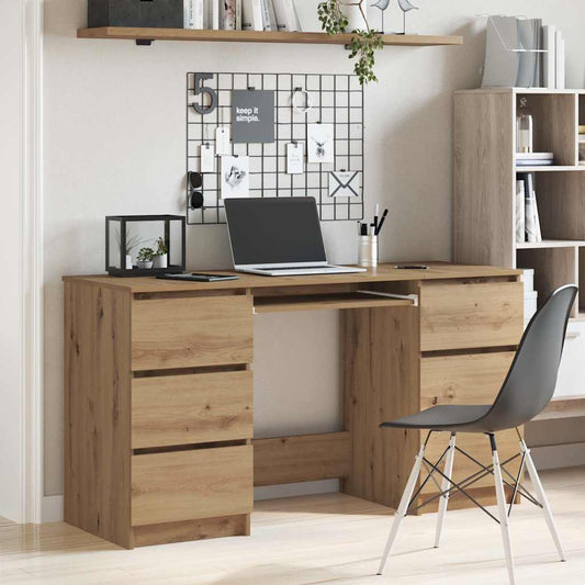 Bureau chêne Artisan 140x50x77 cm bois d'ingénierie