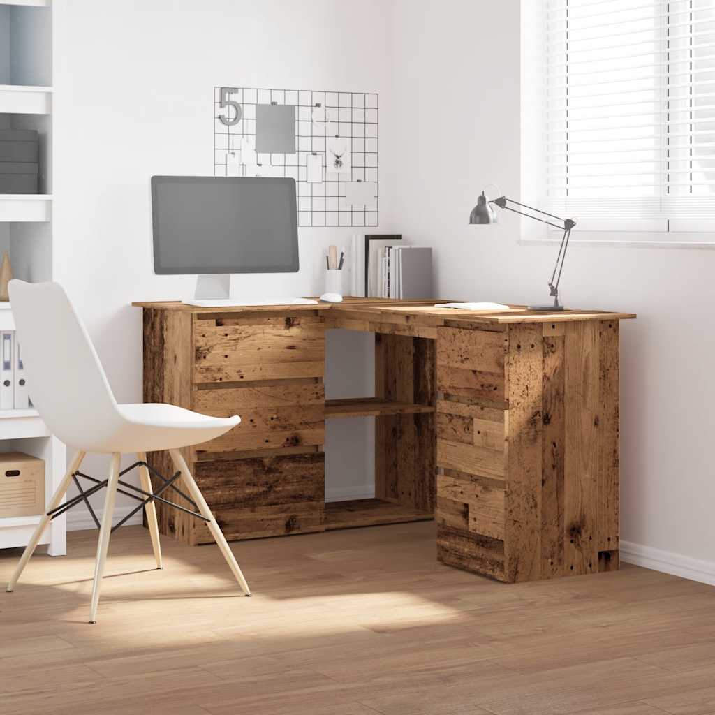 Corner Desk Reclaimed Wood Look 145x100x76 cm Engineered Wood