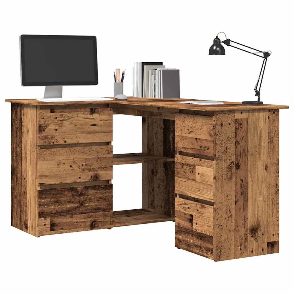 Corner Desk Reclaimed Wood Look 145x100x76 cm Engineered Wood