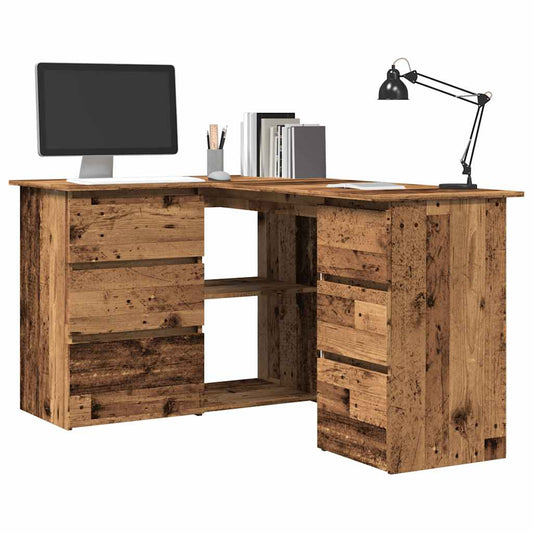 Bureau d'angle aspect vieux bois 145x100x76 cm Matériau à base de bois
