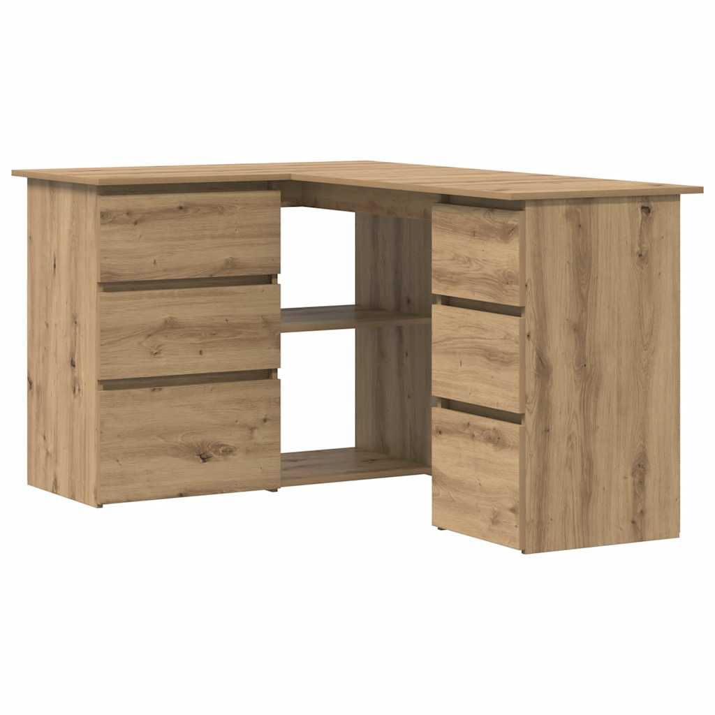 Bureau d'angle chêne Artisan 145x100x76 cm panneau de particules