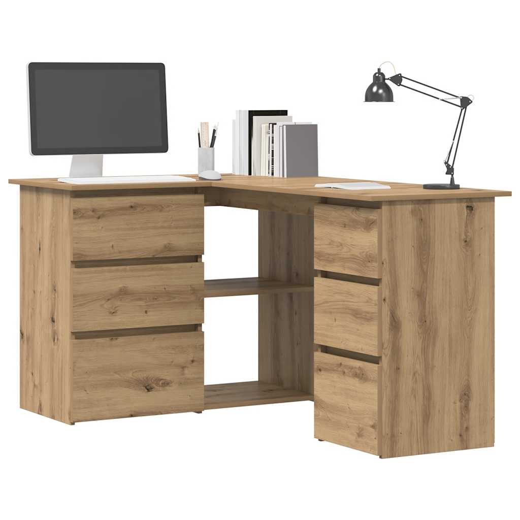 Bureau d'angle chêne Artisan 145x100x76 cm panneau de particules