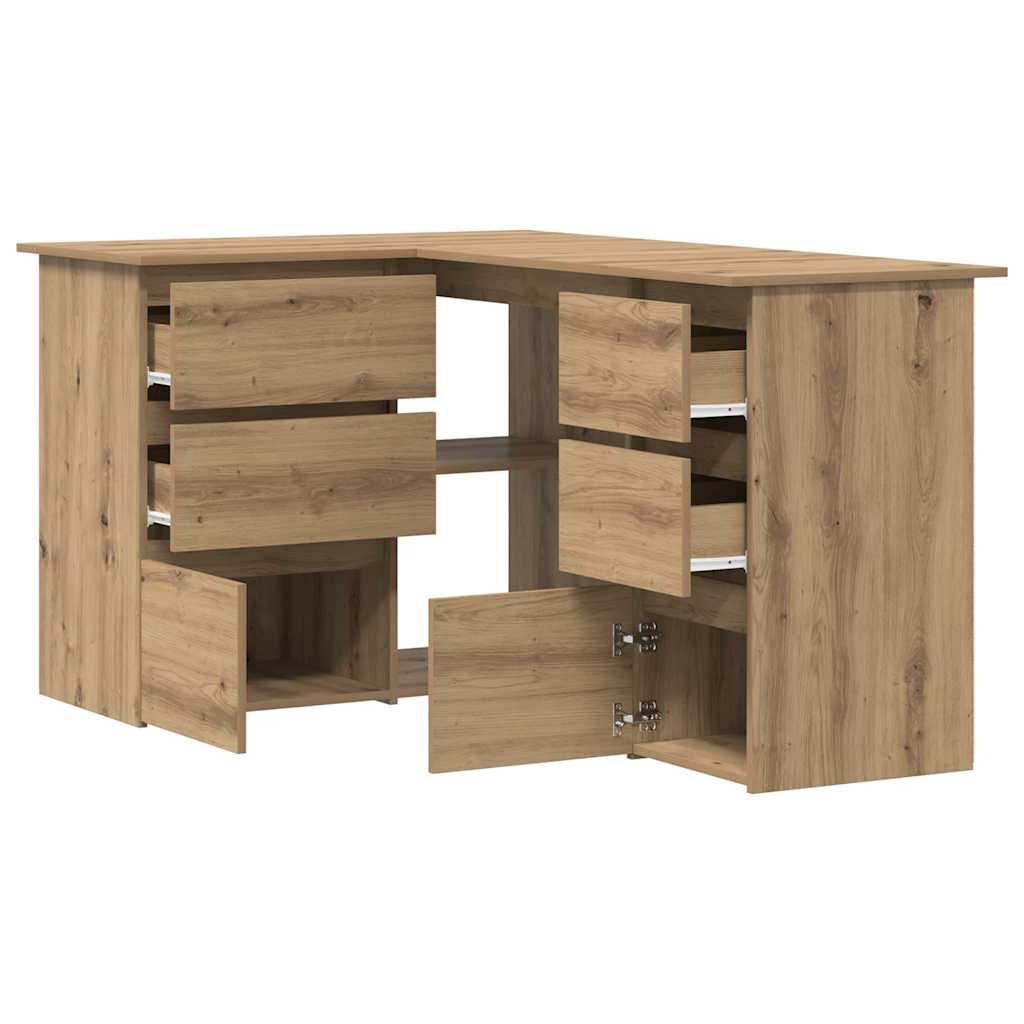 Bureau d'angle chêne Artisan 145x100x76 cm panneau de particules