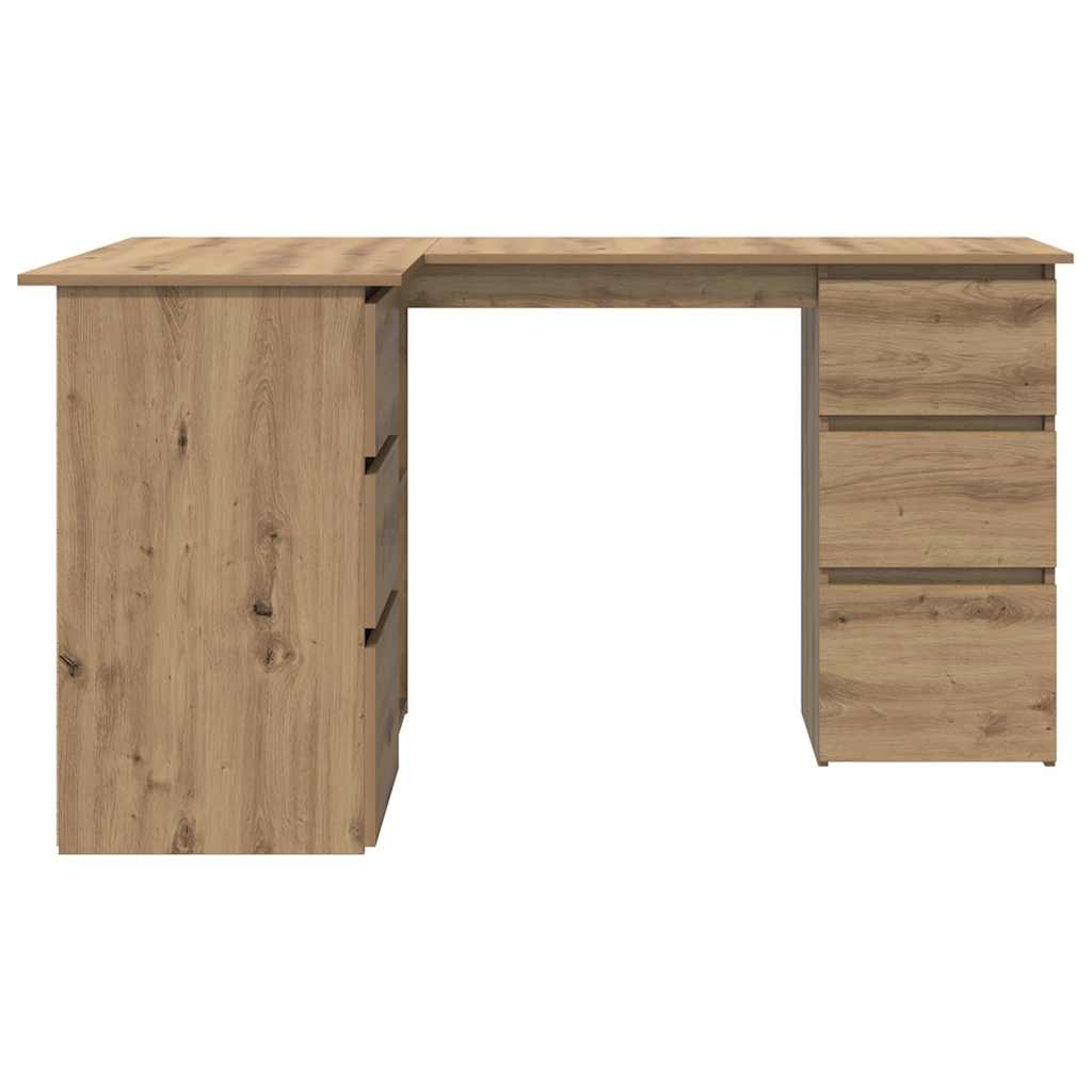 Bureau d'angle chêne Artisan 145x100x76 cm panneau de particules