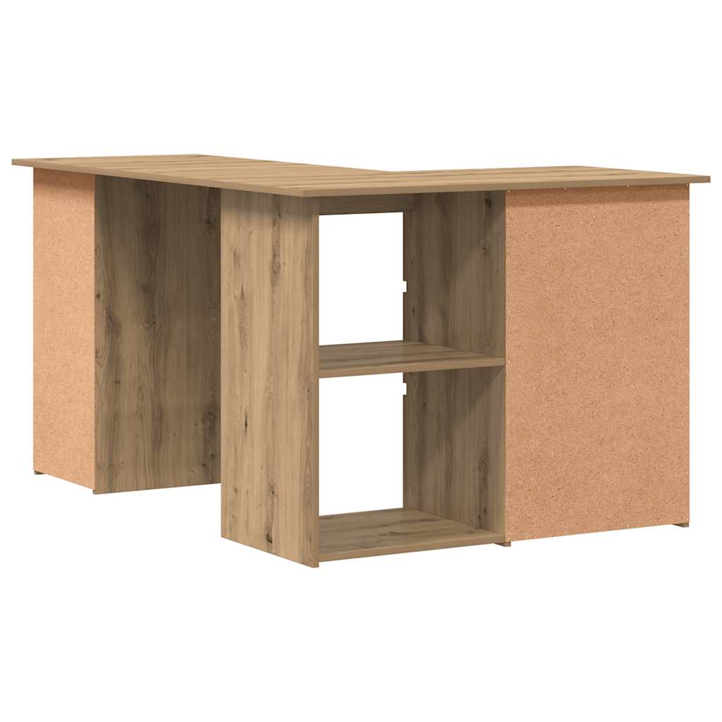 Bureau d'angle chêne Artisan 145x100x76 cm panneau de particules