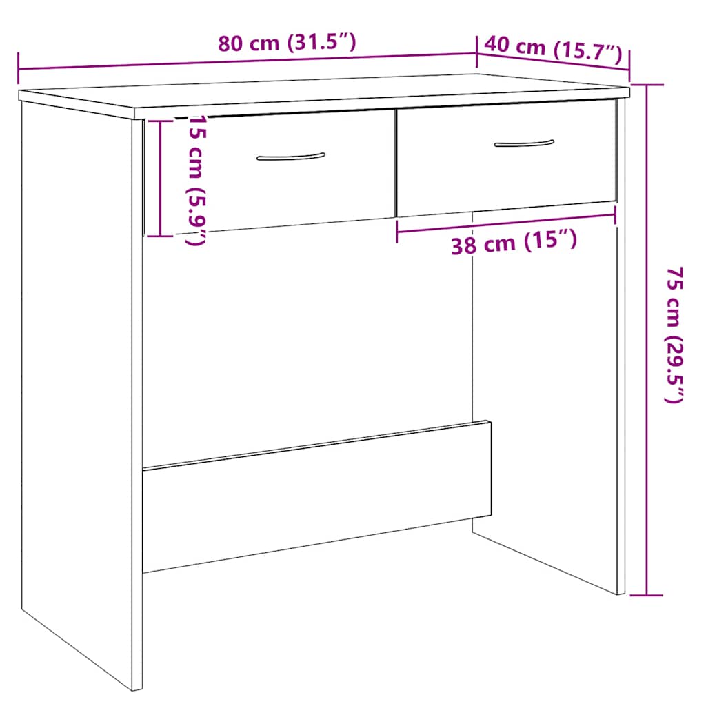 Desk Artisan Oak 80x40x75 cm Engineered Wood
