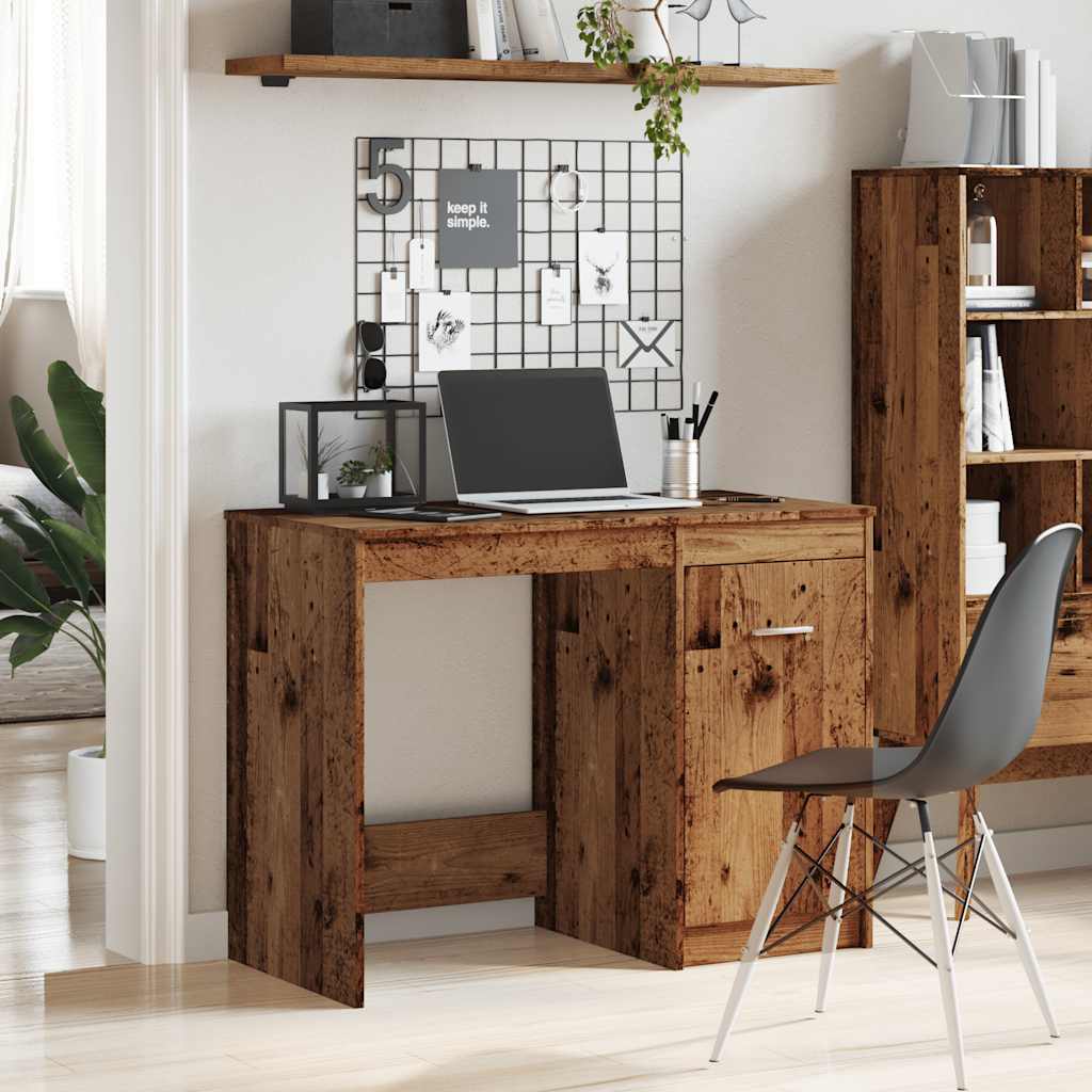 Desk, reclaimed wood look, 100x50x76 cm, engineered wood