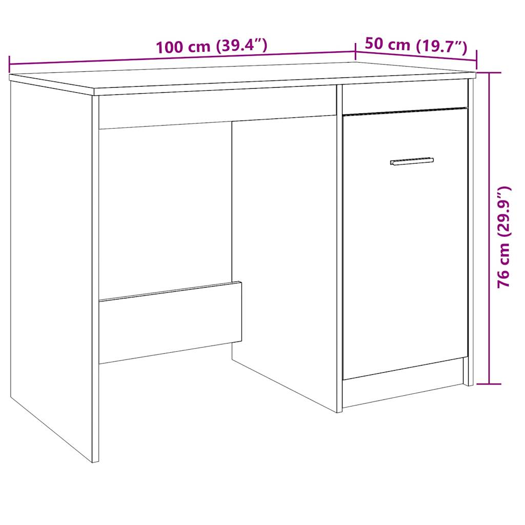 Desk, reclaimed wood look, 100x50x76 cm, engineered wood