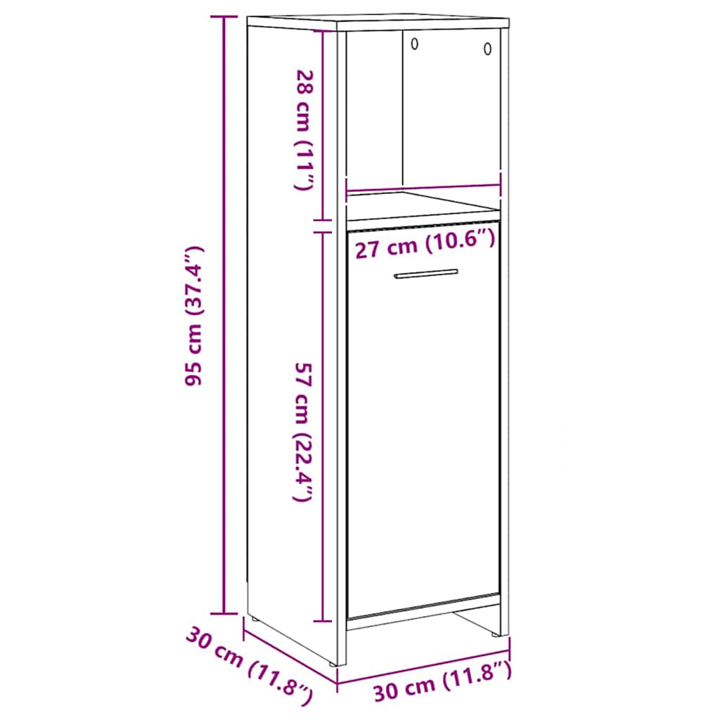 Badschrank Artisan-Eiche 30x30x95 cm Holzwerkstoff