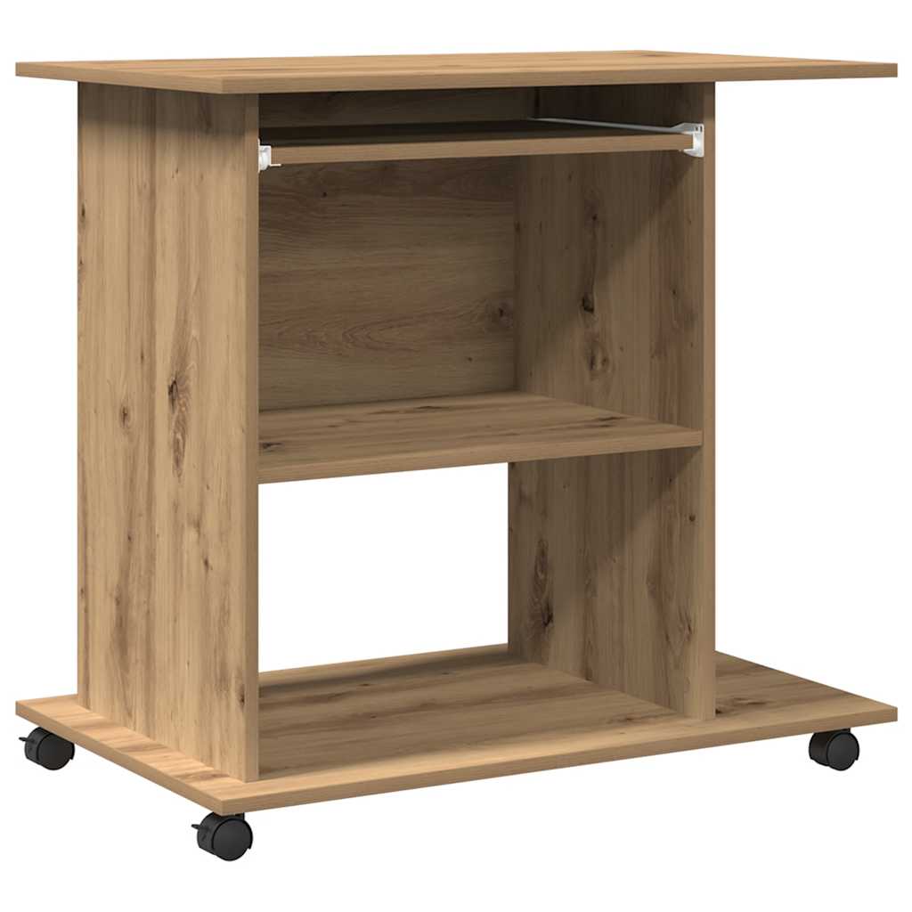 Bureau chêne artisan 80x50x75 cm bois d'ingénierie