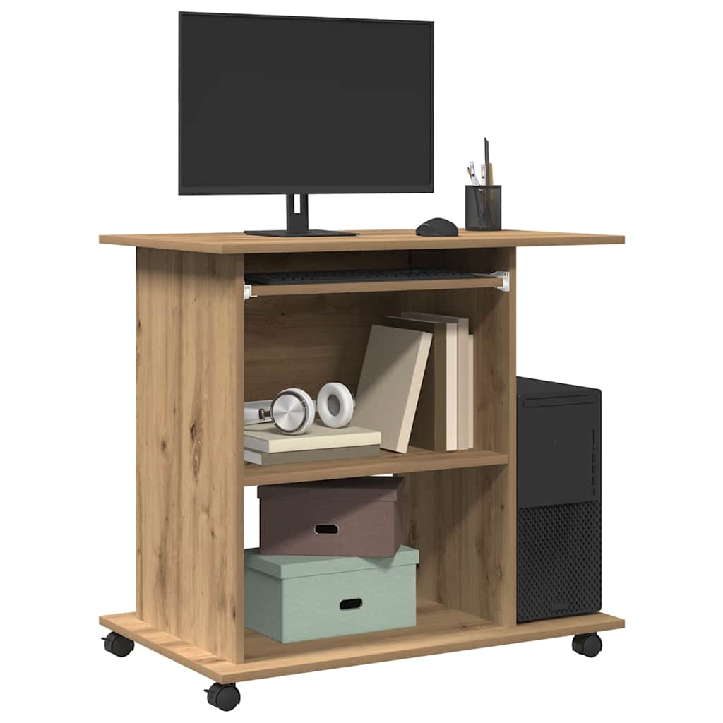 Bureau chêne artisan 80x50x75 cm bois d'ingénierie