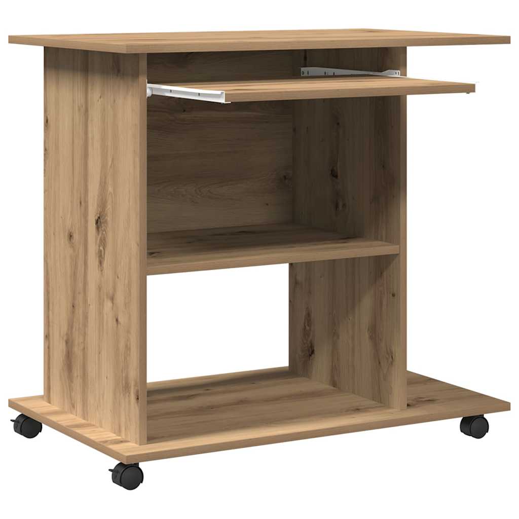 Bureau chêne artisan 80x50x75 cm bois d'ingénierie