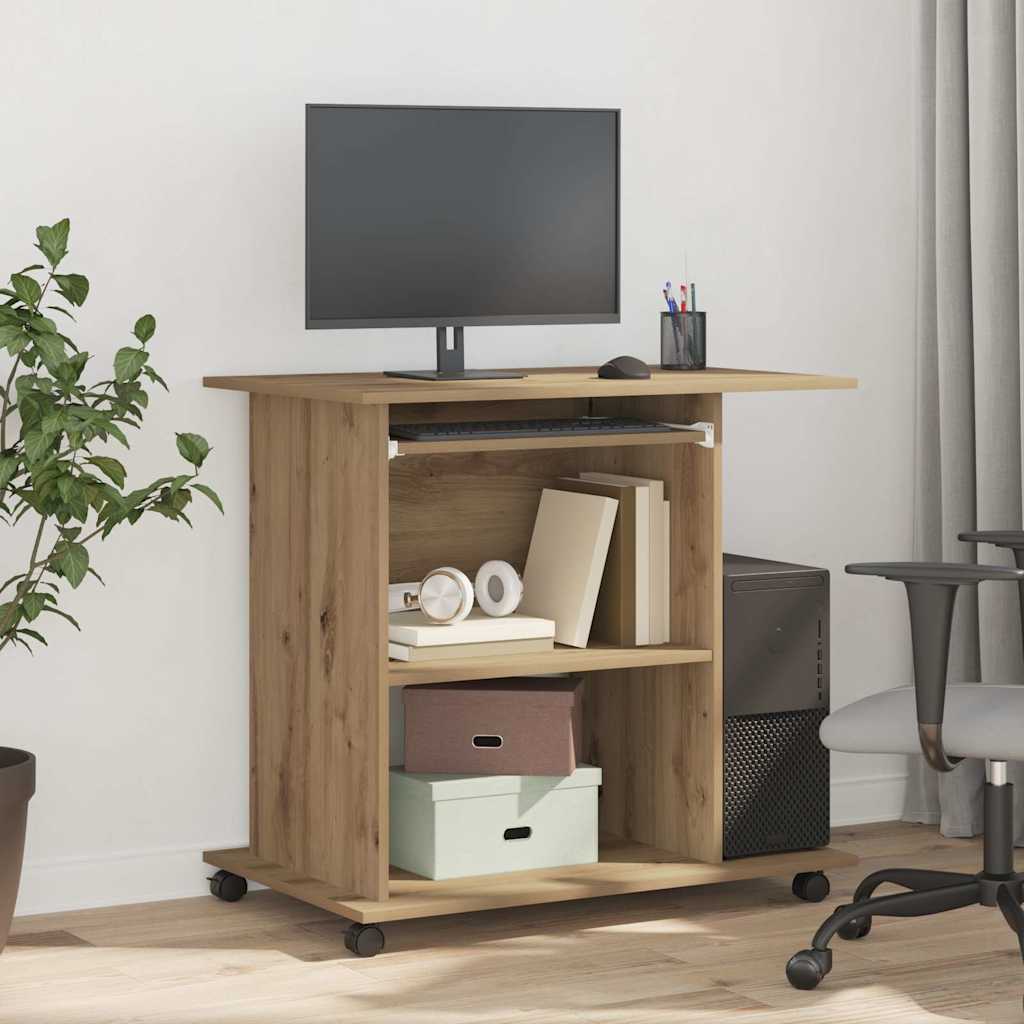 Bureau chêne artisan 80x50x75 cm bois d'ingénierie