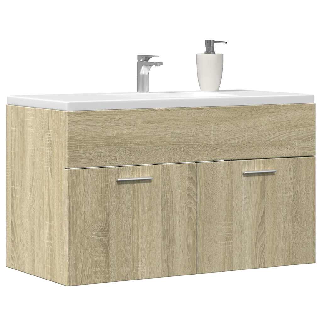 Waschbeckenunterschrank Sonoma-Eiche 80x38,5x46cm Holzwerkstoff