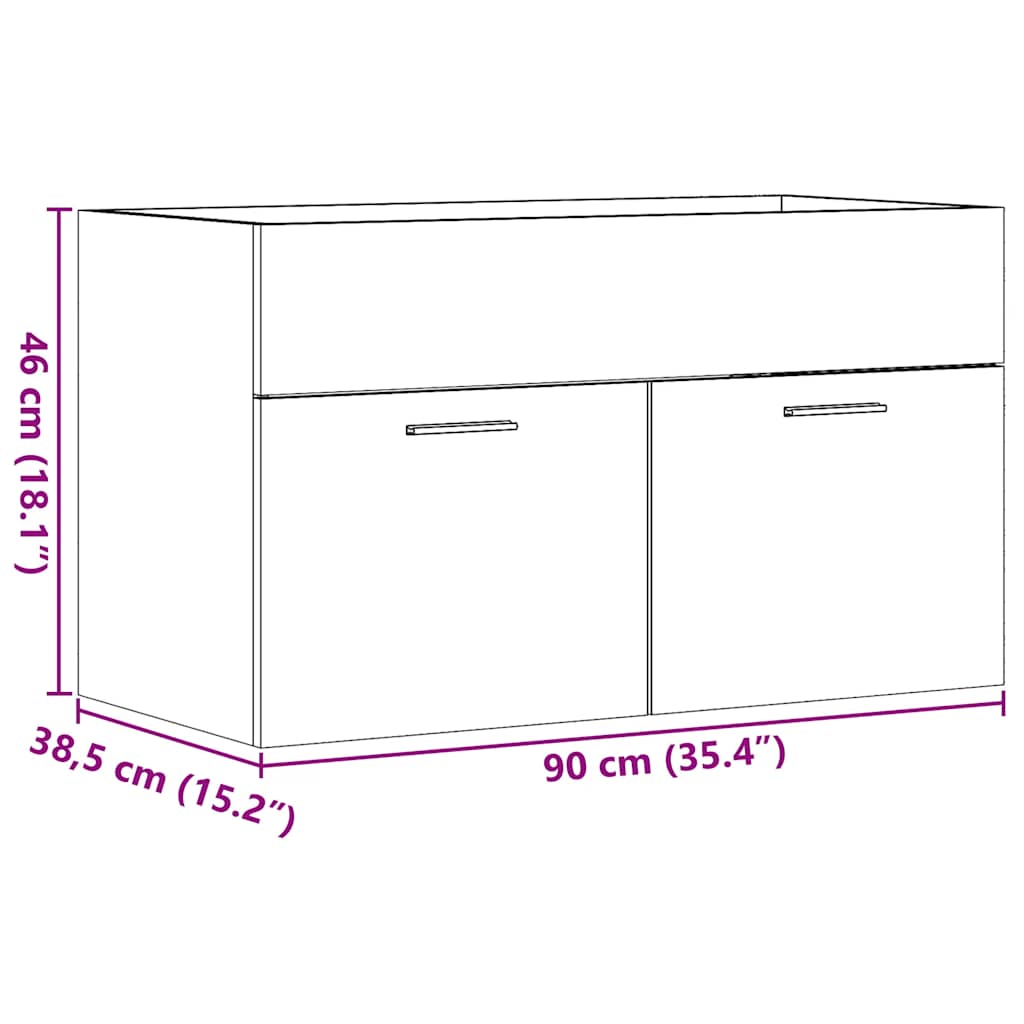 Waschbeckenunterschrank Artisan-Eiche 90x38,5x46 Holzwerkstoff
