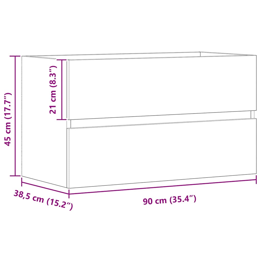 Waschbeckenunterschrank Artisan-Eiche 90x38,5x45 Holzwerkstoff