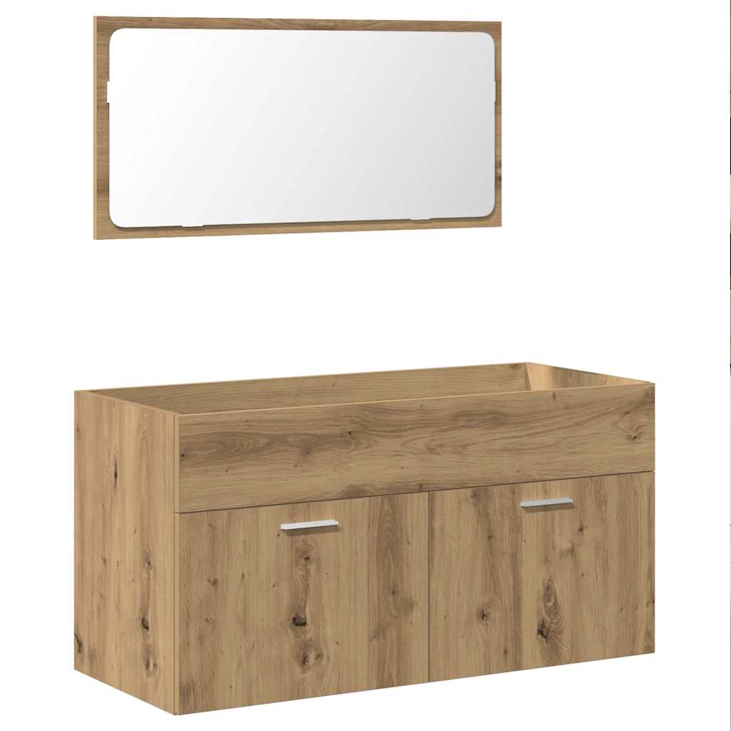Badschrank mit Spiegel Artisan-Eiche Holzwerkstoff