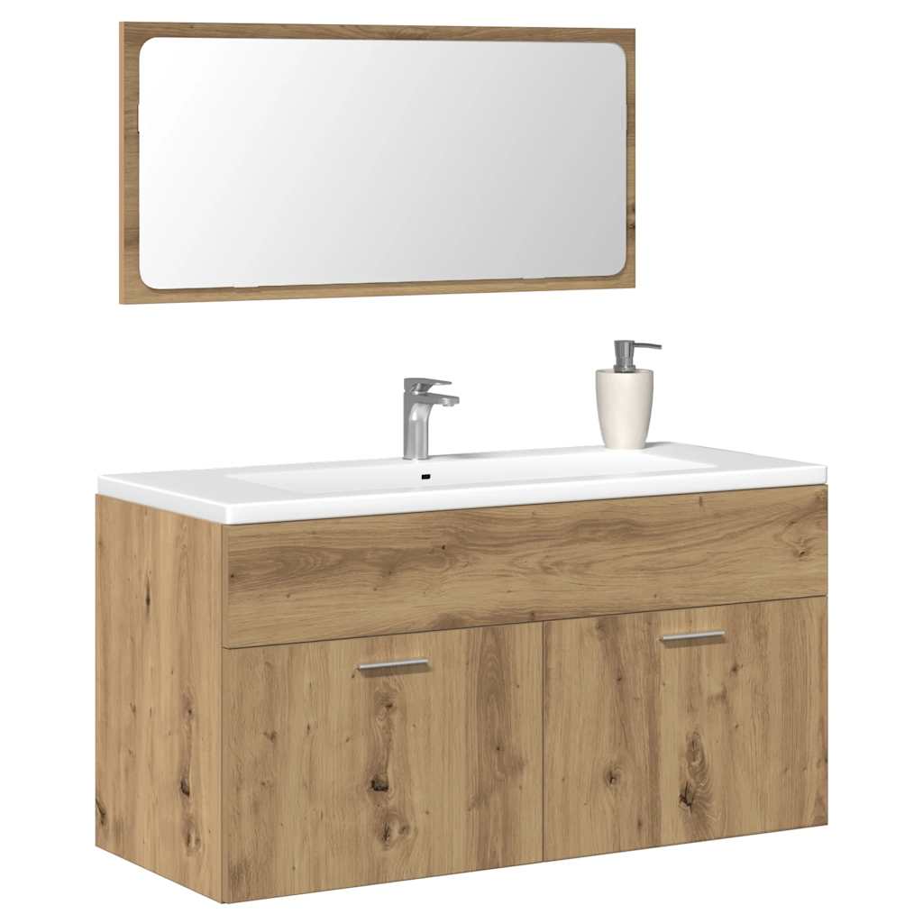 Badschrank mit Spiegel Artisan-Eiche Holzwerkstoff