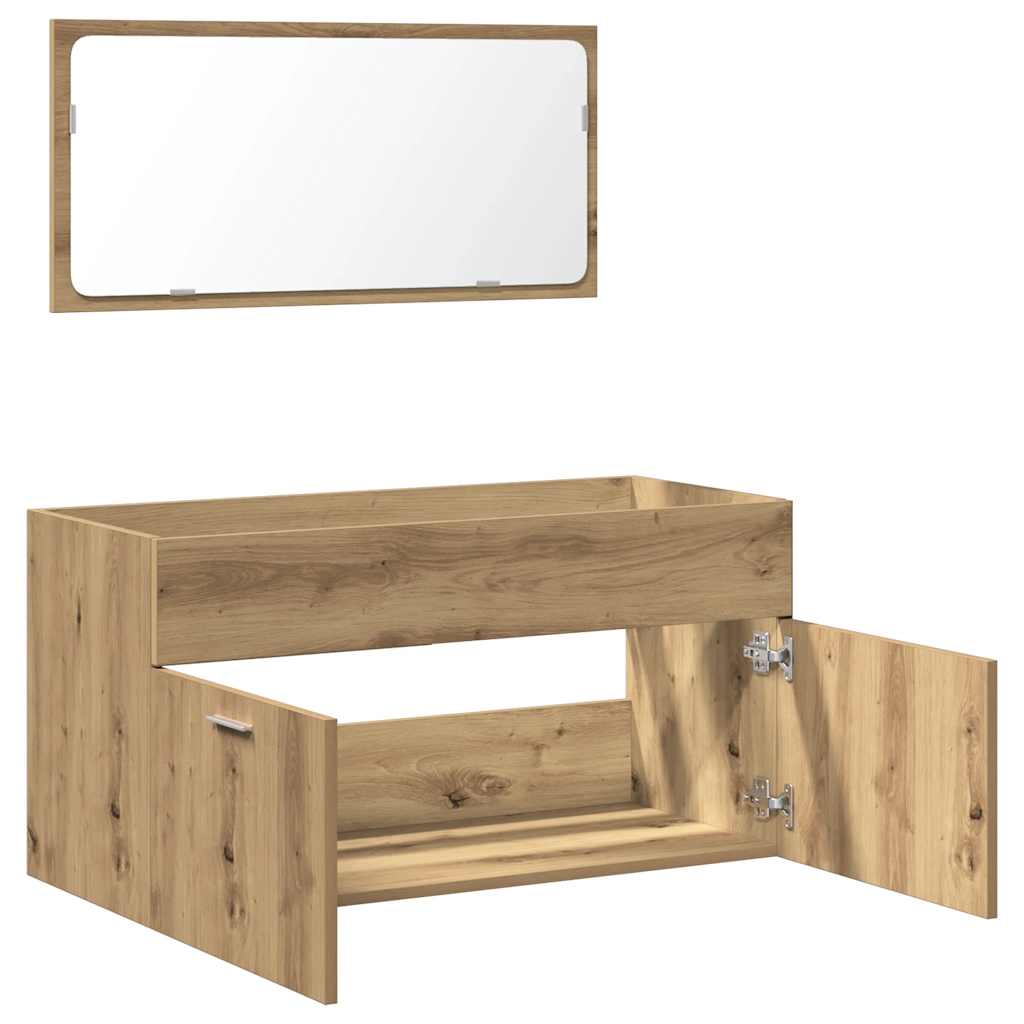 Badschrank mit Spiegel Artisan-Eiche Holzwerkstoff