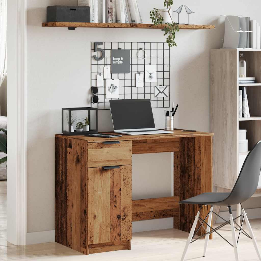 Desk antique-look 100x50x75 cm engineered wood