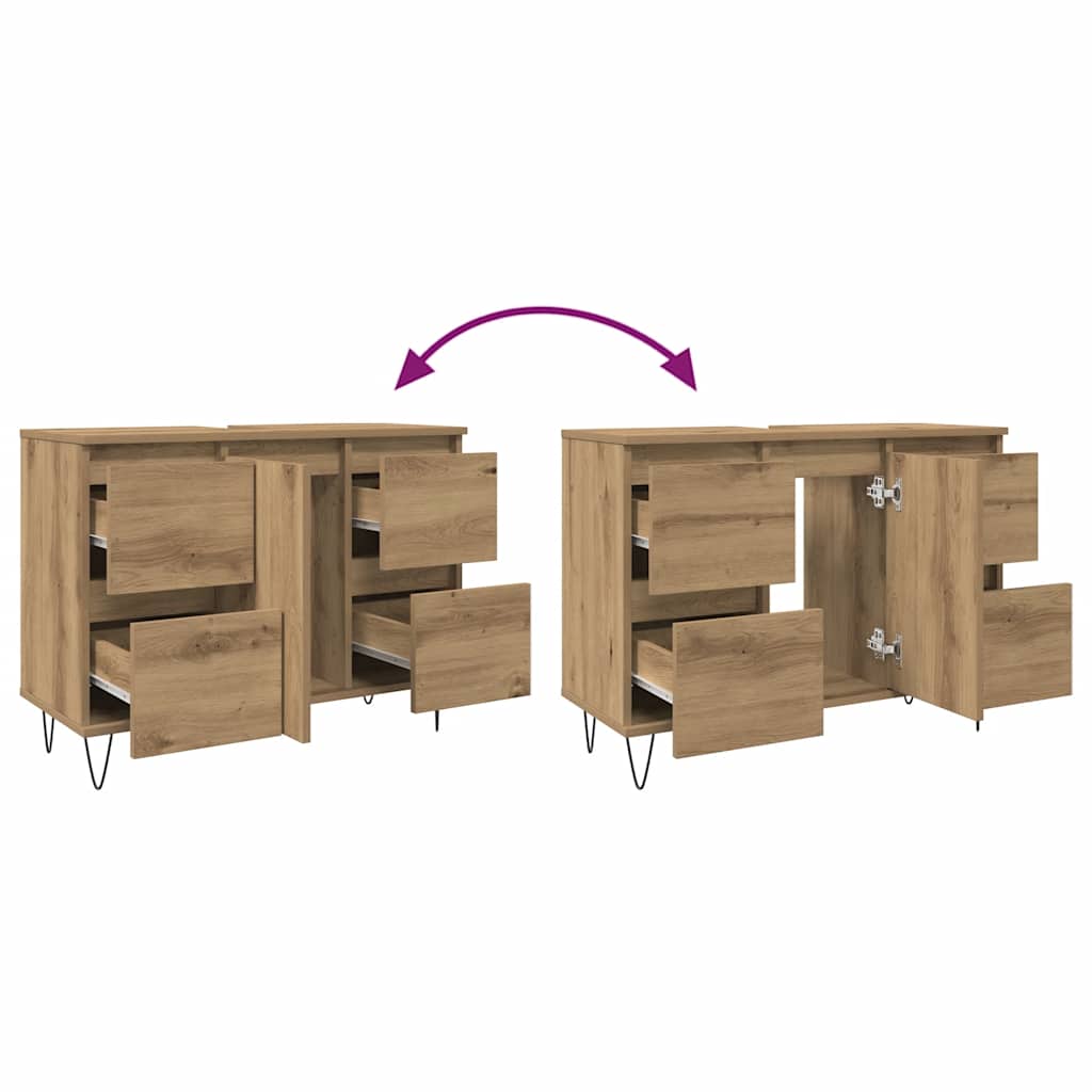 Badschrank Artisan-Eiche 80x33x60 cm Holzwerkstoff