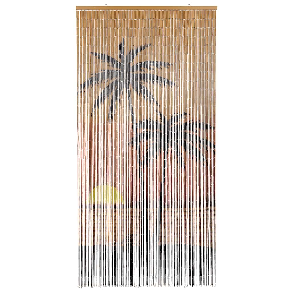 Rideau de porte anti-insectes imprimé palmiers 90x220 cm Bambou