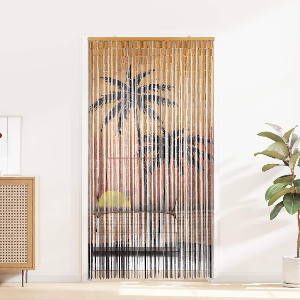 Rideau de porte anti-insectes impression palmier 100x220 cm Bambou