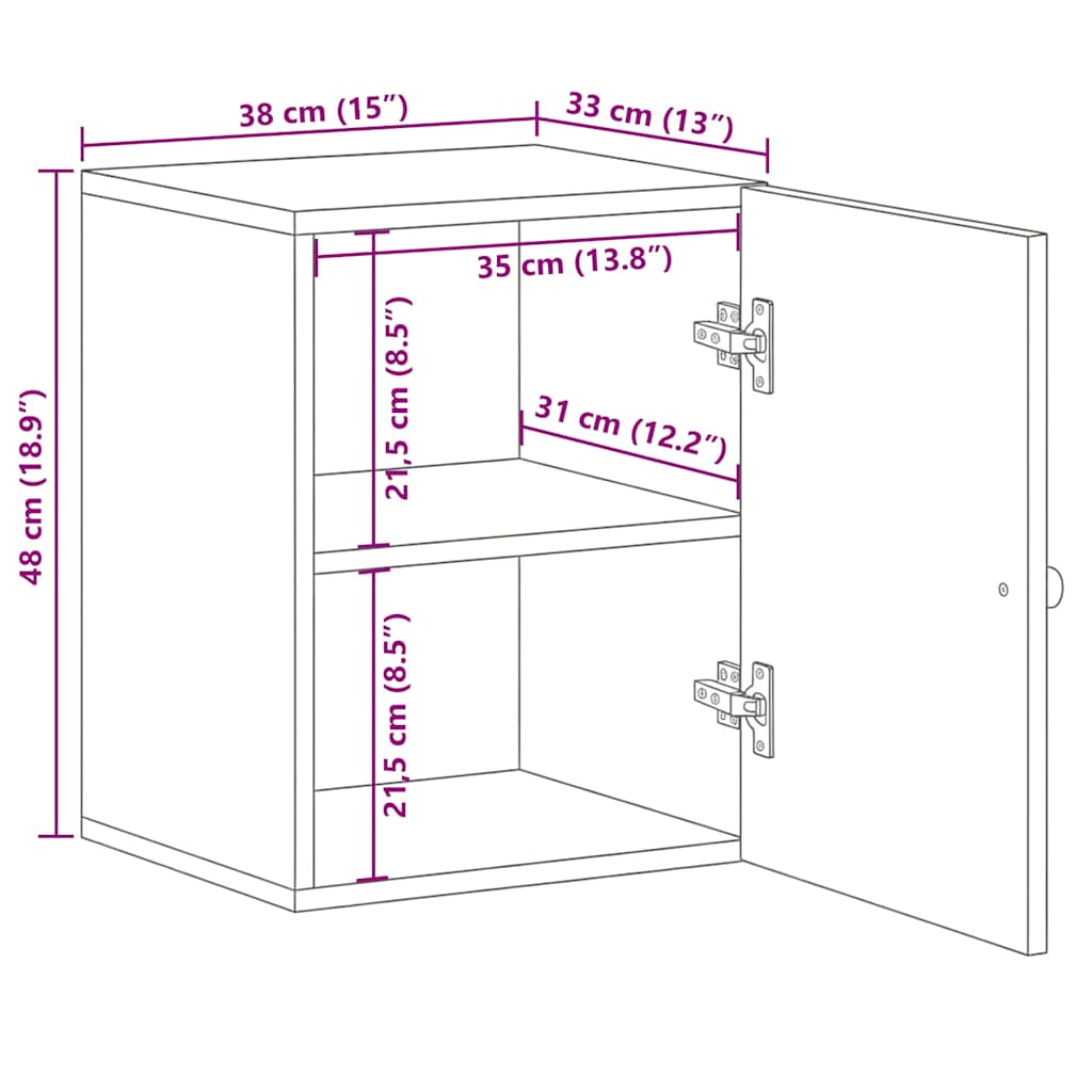 Bad-Wandschrank Schwarz 38x33x48 cm Massivholz Mango