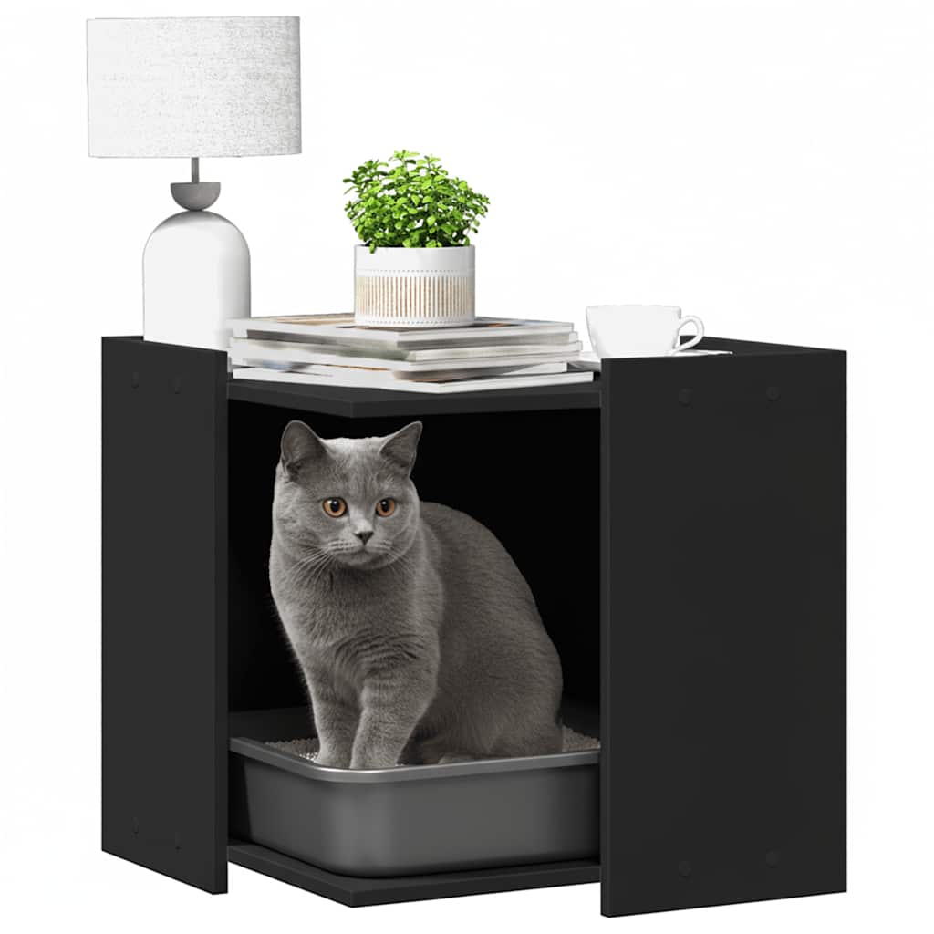 Katzenklo Schwarz 53x53x51 cm Holzwerkstoff