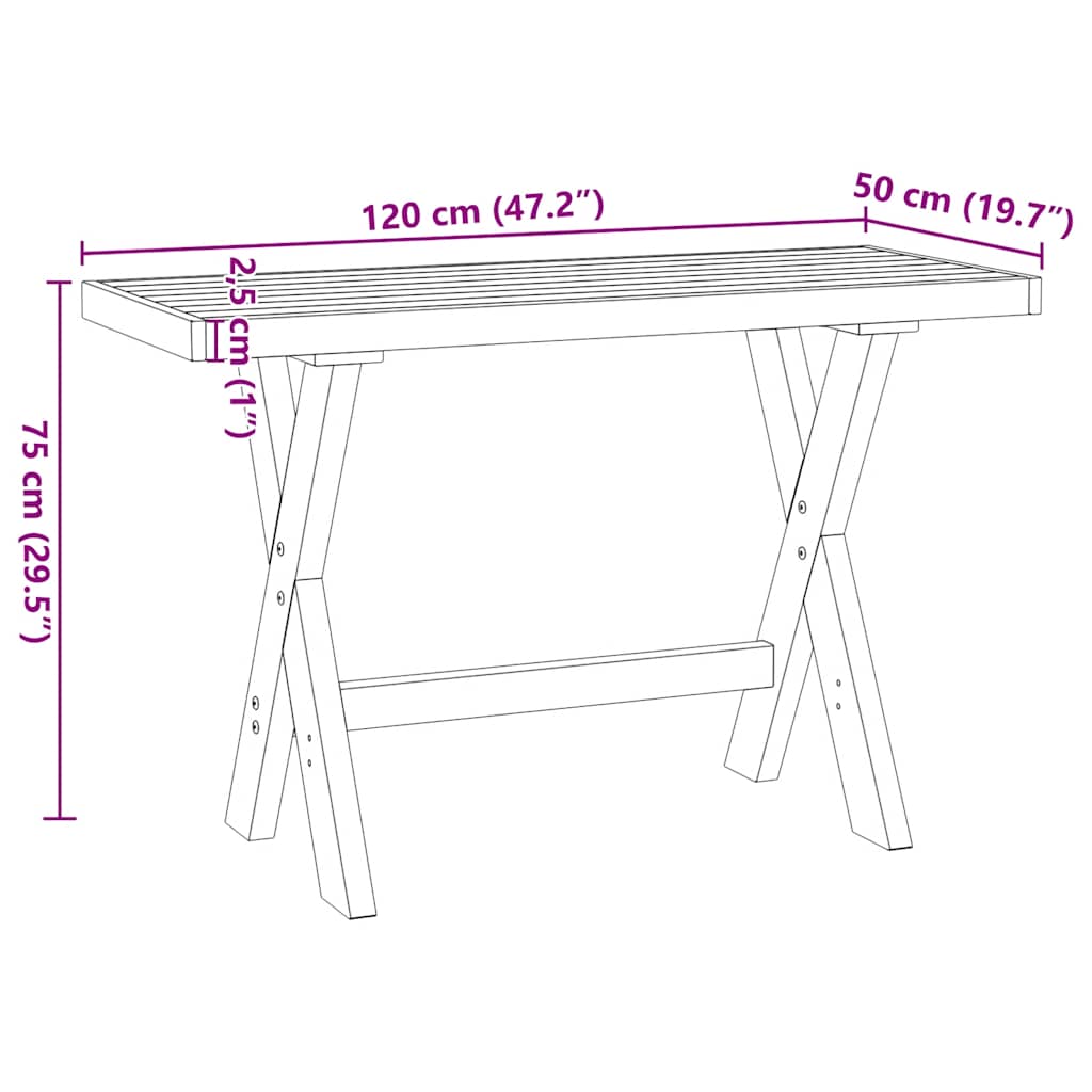 NOAIN Desk X-shaped Legs 120x50x75 cm Solid Pine