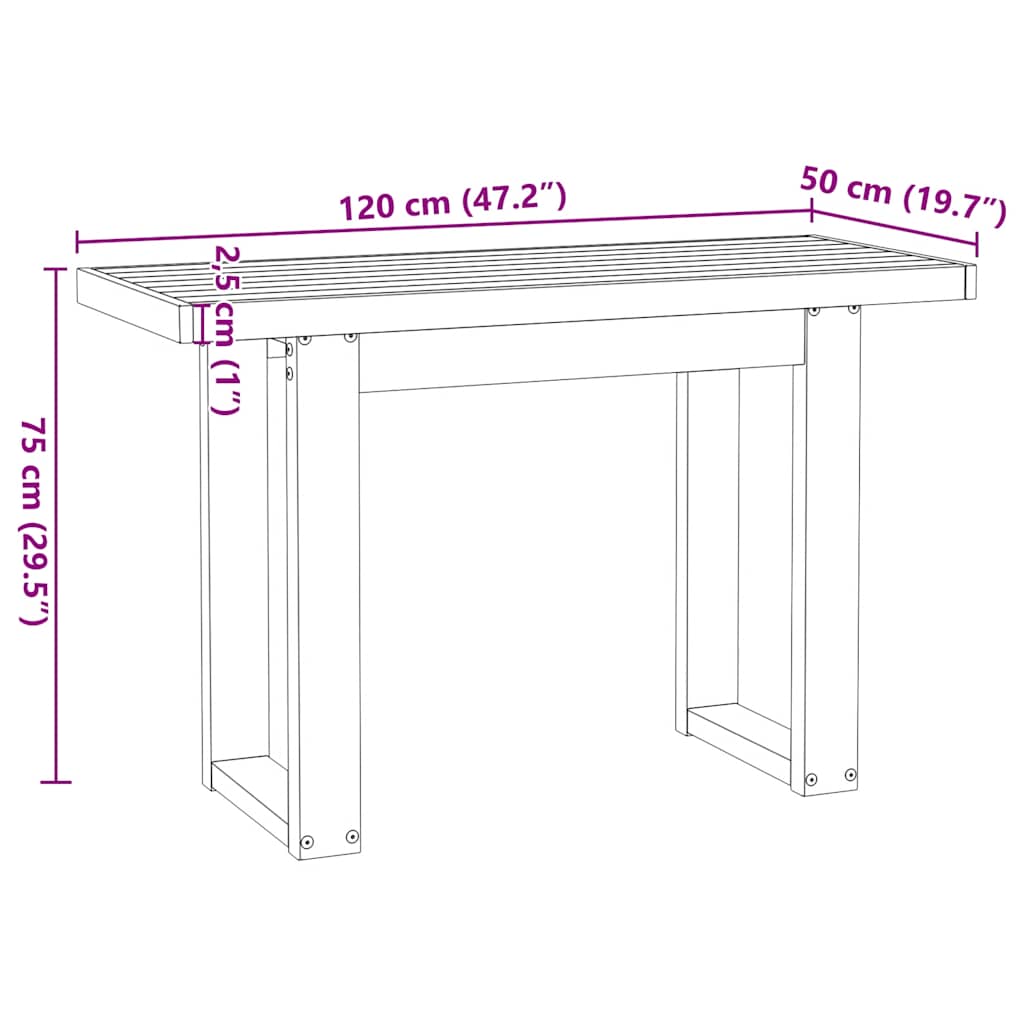 Desk NOAIN U-Shaped Legs 120x50x75 cm Solid Pine