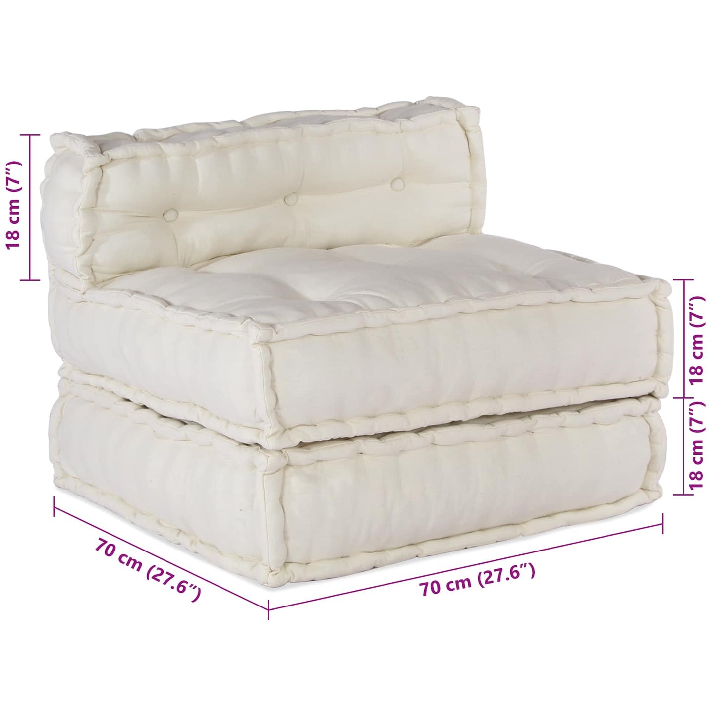 Modular Sofa 3 pcs Cream Fabric