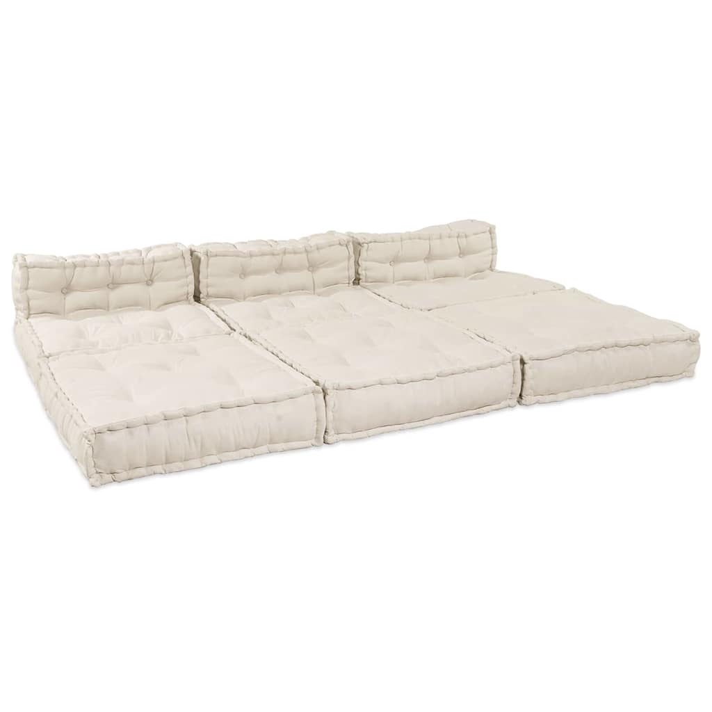 Modular Sofa 4 pcs Cream Fabric