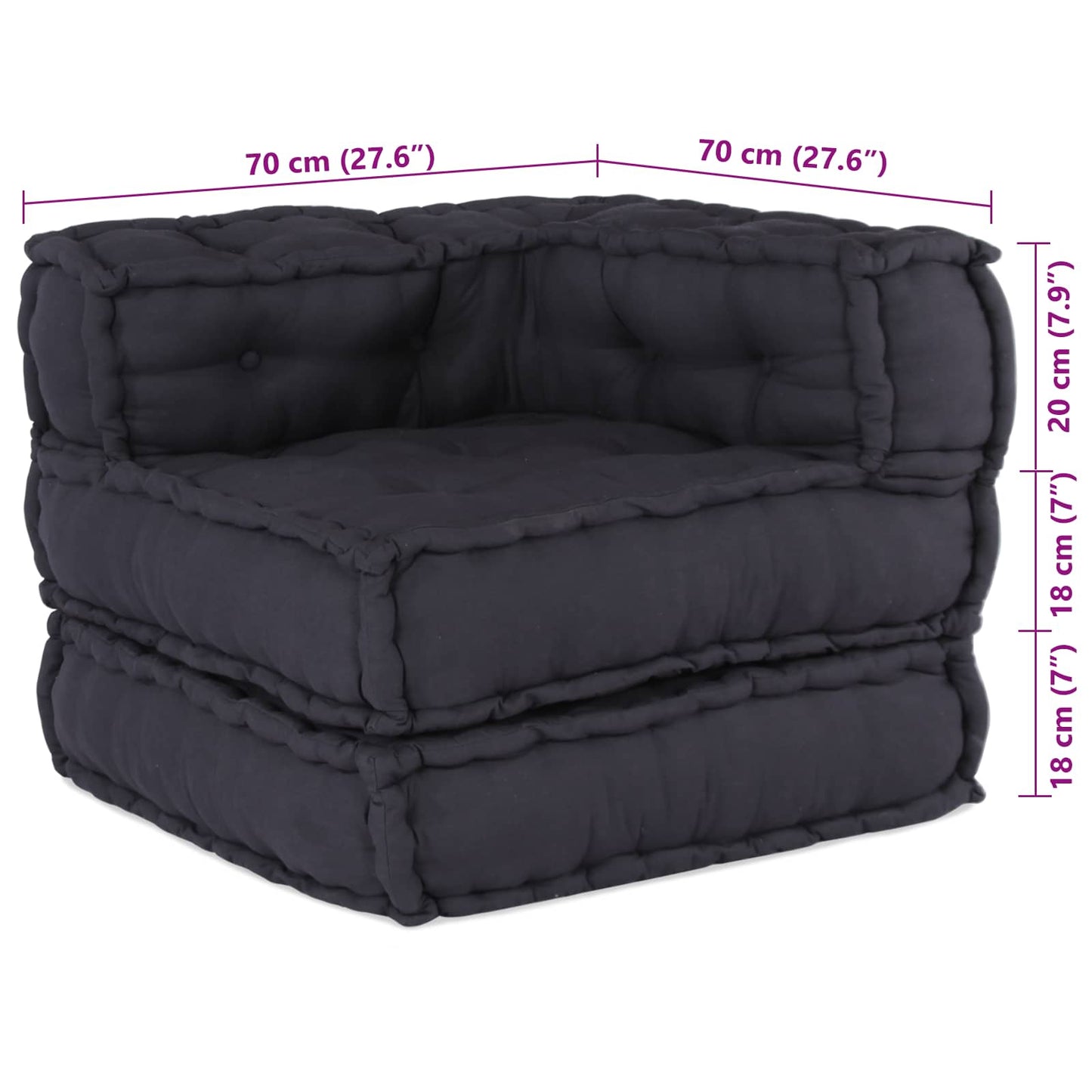 Canapé modulable 2 pcs Anthracite 140 x 70 x 56 cm Tissu