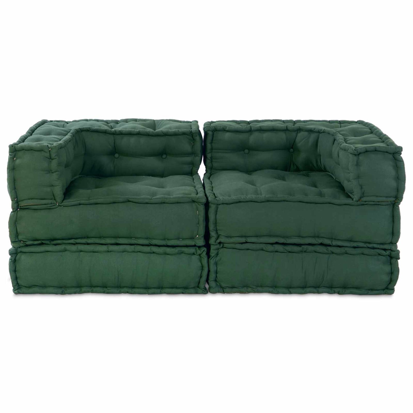 Modular Sofa 2 pcs Green 140 x 70 x 56 cm Fabric