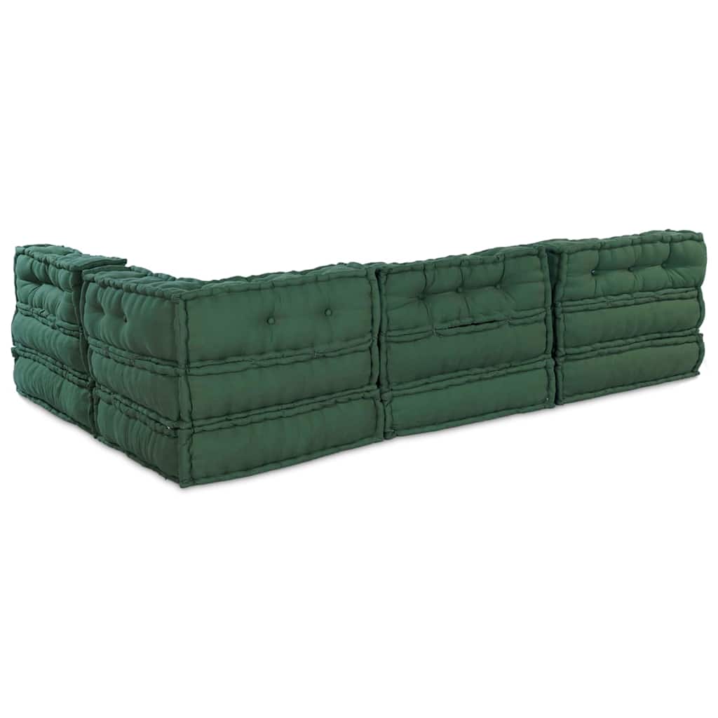 Modular Sofa 4 pcs Green Fabric