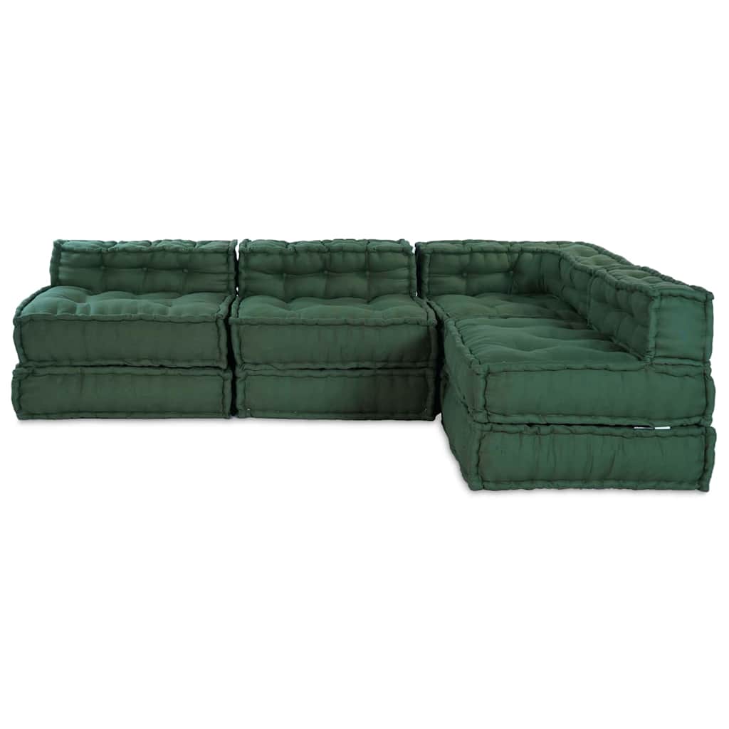 Modular Sofa 4 pcs Green Fabric
