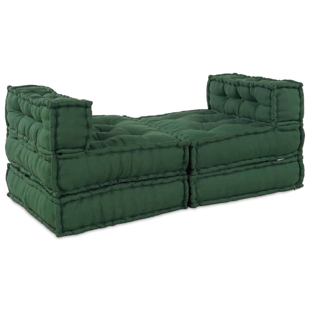 Modular Sofa 4 pcs Green Fabric